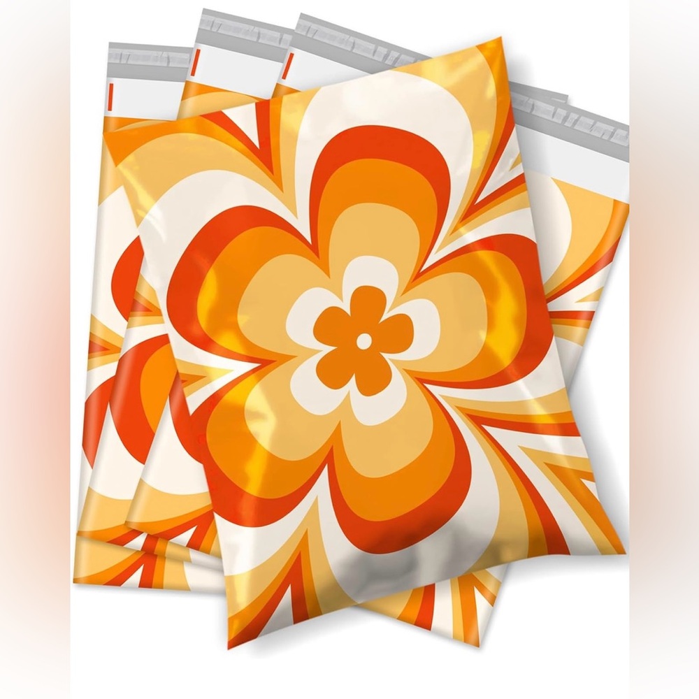 10 Extra Large Orange and Yellow Floral Poly Mailers 19x14.5